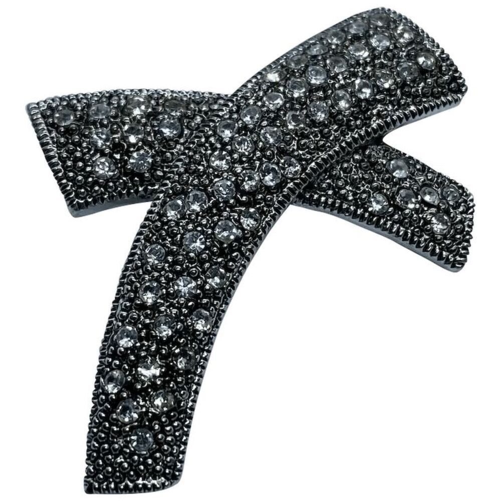 Eisenberg Ice Silver Tone Rhinestone Covered Swoosh / "X" Abstract Brooch / Pin